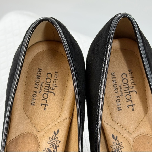 Strictly Comfort Black Peep Toe Heels with retro button size 9 women’s - Picture 4 of 12